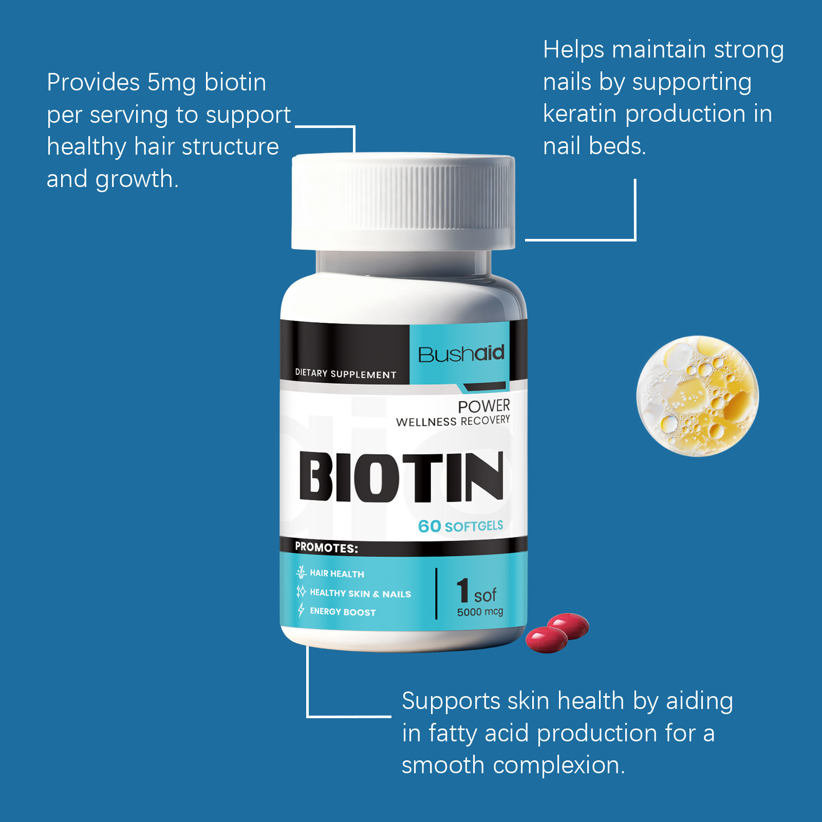 Kapsul Lunak Biotin Vitamin B7 - Biotin Hair Growth ulasan dan harga