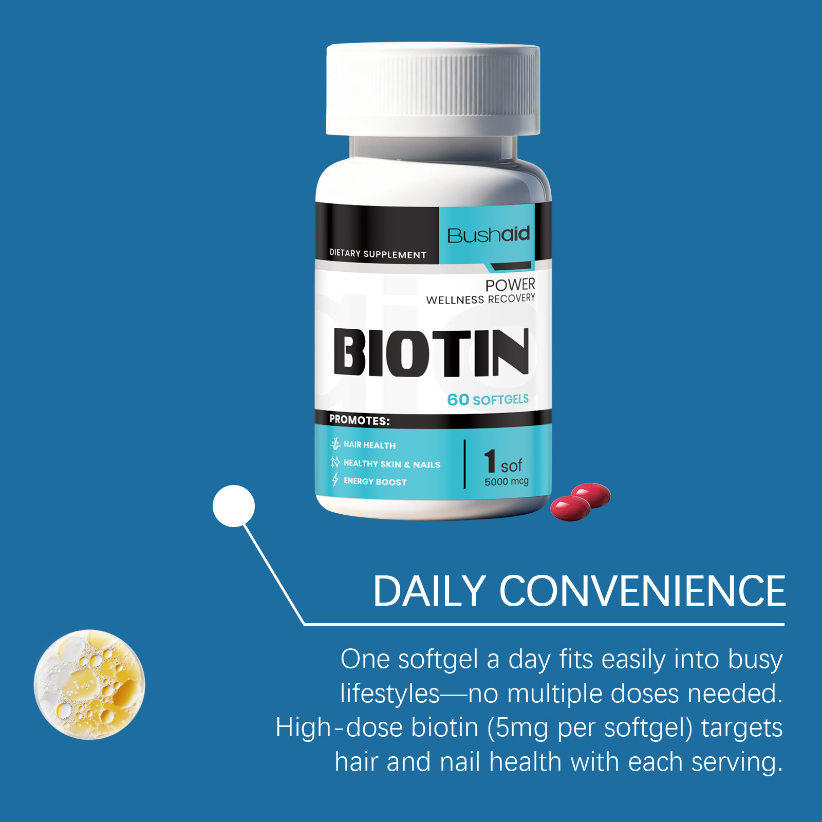 Kapsul Lunak Biotin Vitamin B7 - Biotin Hair Growth ulasan dan harga